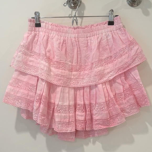 LoveShackFancy Ruffled Mini Heritage Skirt - Peony Pink - Picture 2 of 6